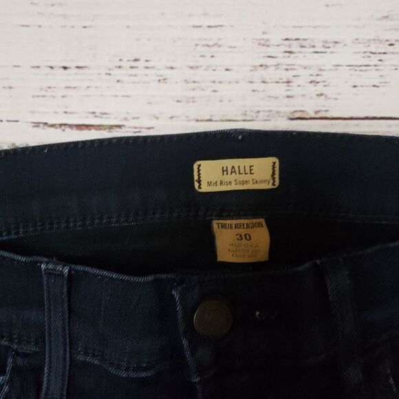 True Religion Halle Mid Rise Super Skinny Jeans Size 30 dark wash - Picture 5 of 14
